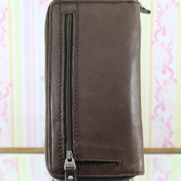 Fossil Brown Leather Wallet Vintage - Picture 10 of 13